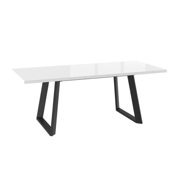 Стол LOFT LUX-160, раздвижной со стеклом 160(205)х90, БЕЛЫЙ ОПТИВАЙТ/ЧЕРНЫЙ LOFT 160